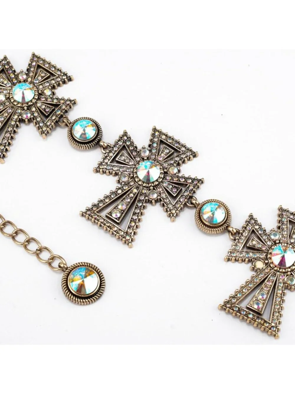 Retro Gold Metal Waist Chain with Turquoise Stone - Women's Punk Western Belt